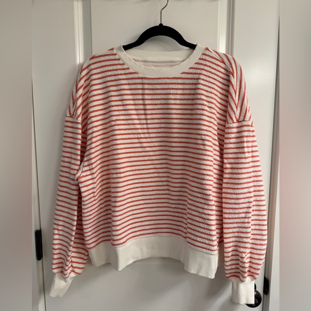American Eagle AE Striped Crew Oversized Sweatshirt Sz S